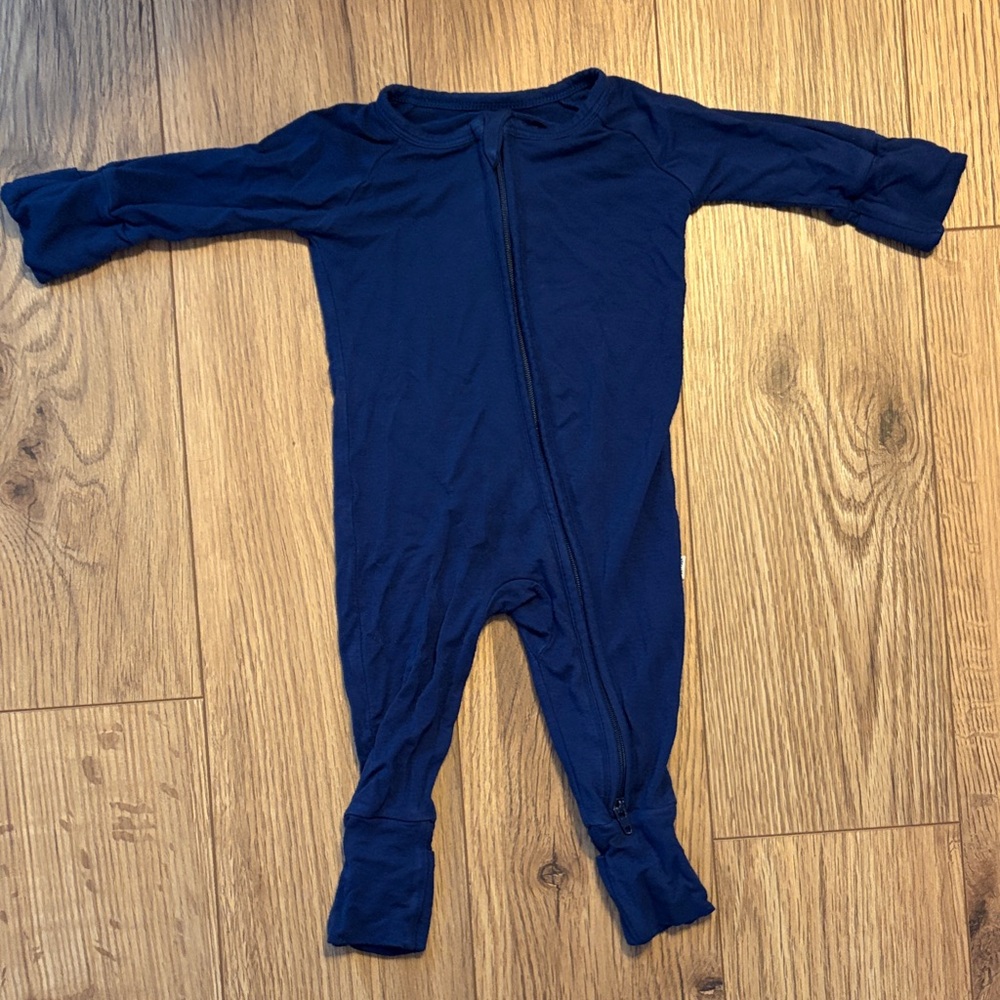 Little Sleepies Navy Zip Front Footed One-Piece